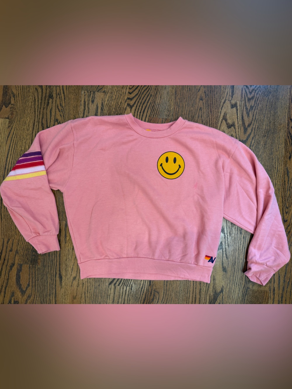 Aviator Nation Pink Smiley Crewneck